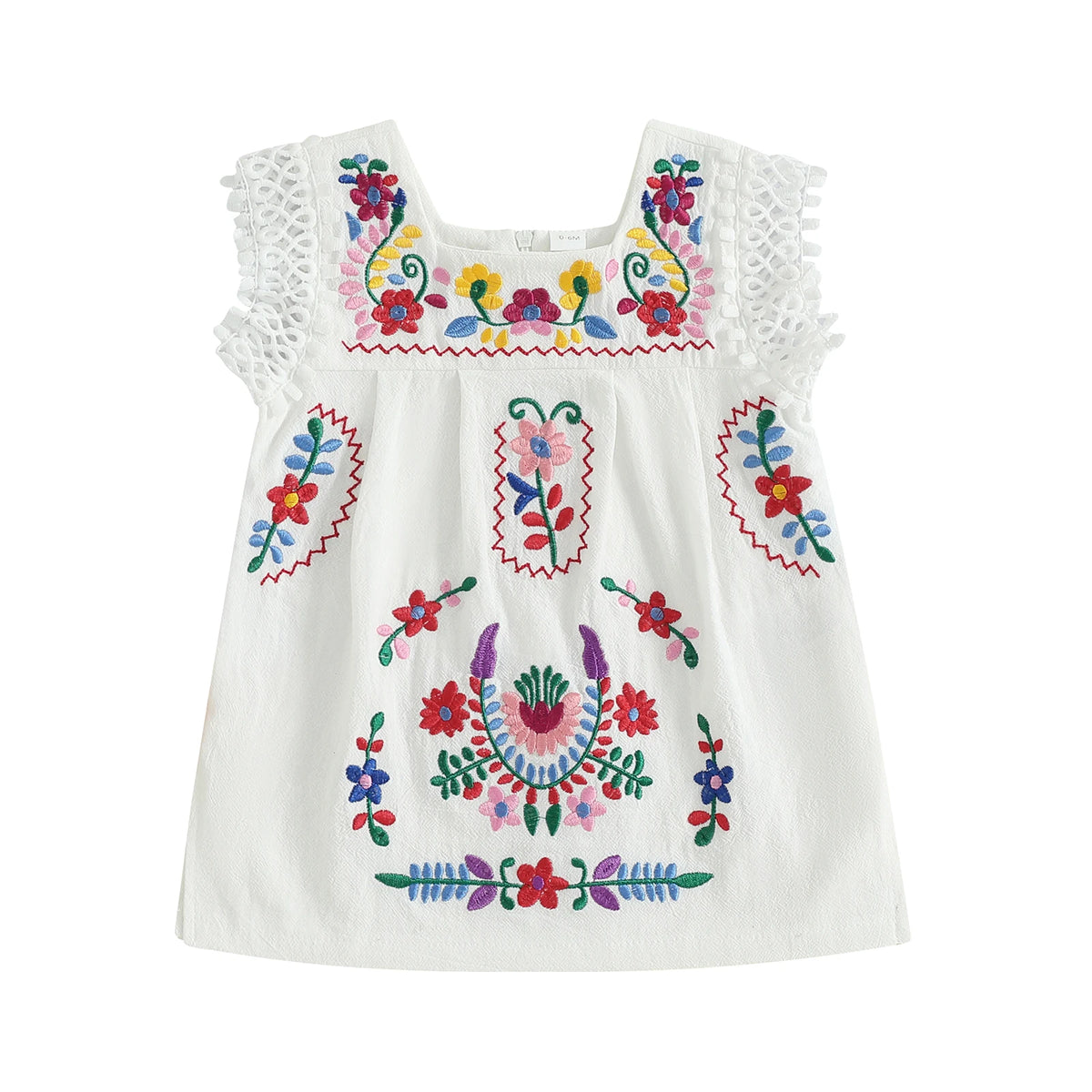 Baby Girl Floral Preciosa Embroidery Square Neck Dress