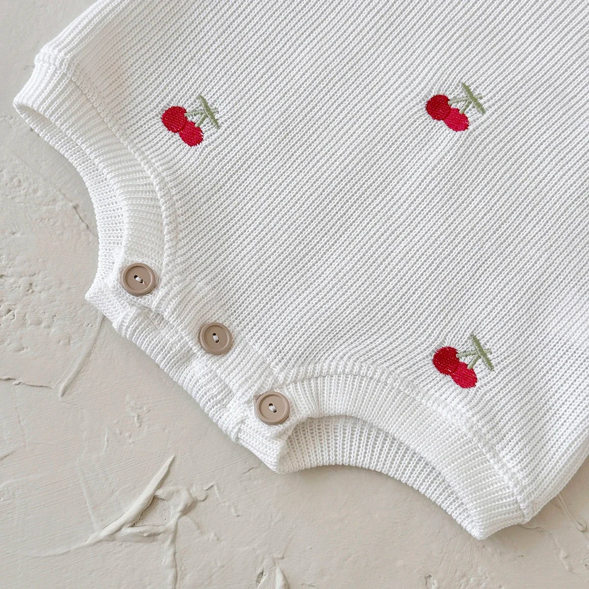 Baby Girl Cherry Embroidered Romper