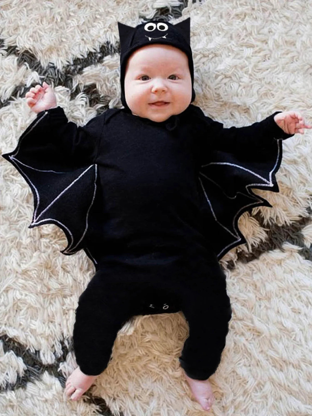 Halloween Baby Bat Long-sleeved Onesie or Jumpsuit w Bat Hat