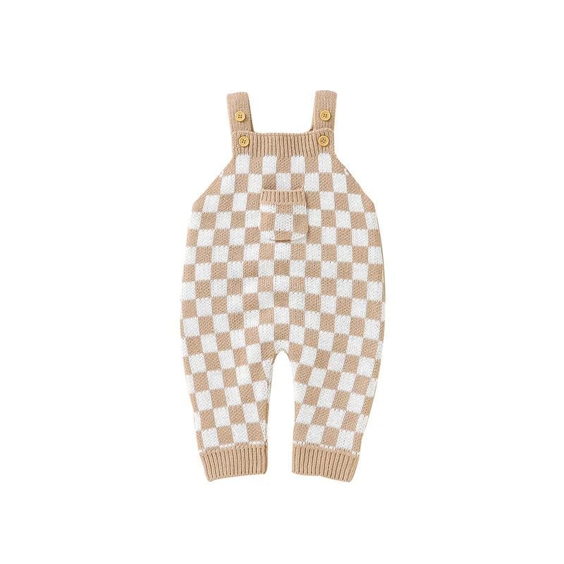 Baby Checkered Overall Knitted Jumpsuit