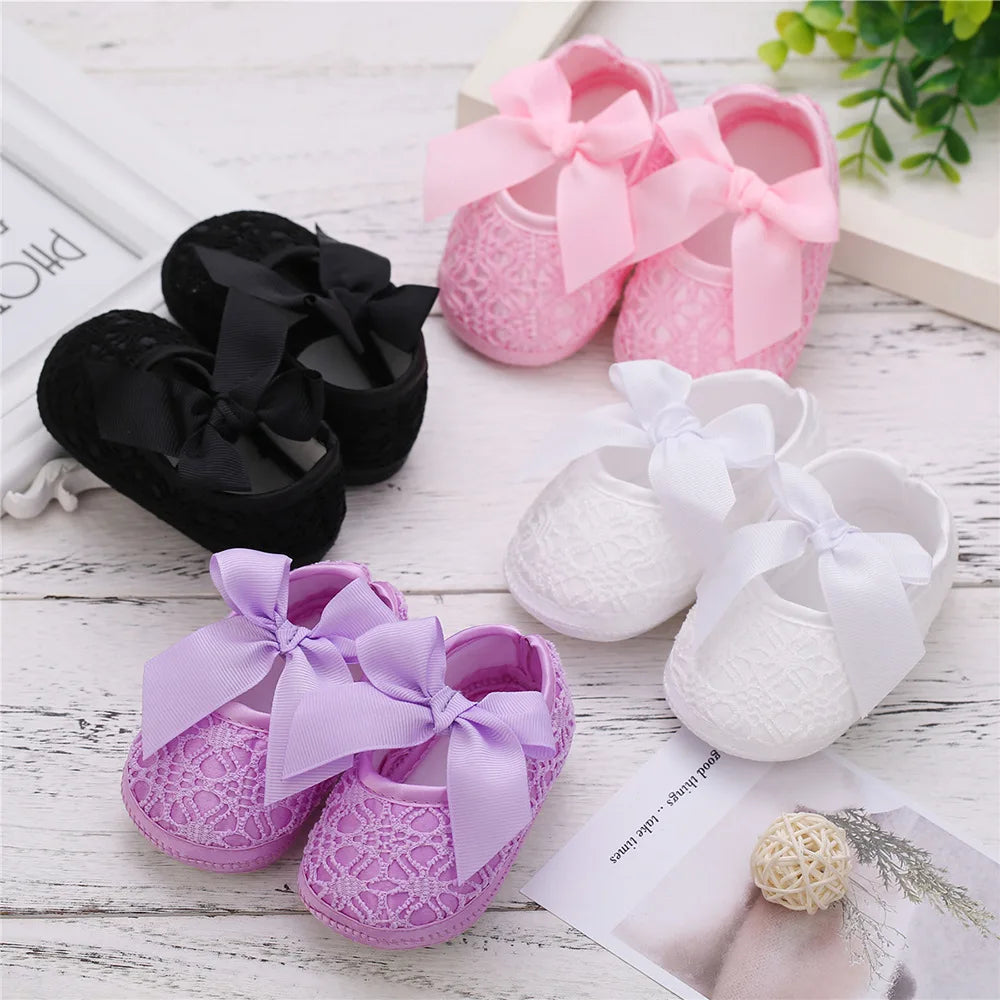 Baby / Newborn Girls Retro Bow Flats