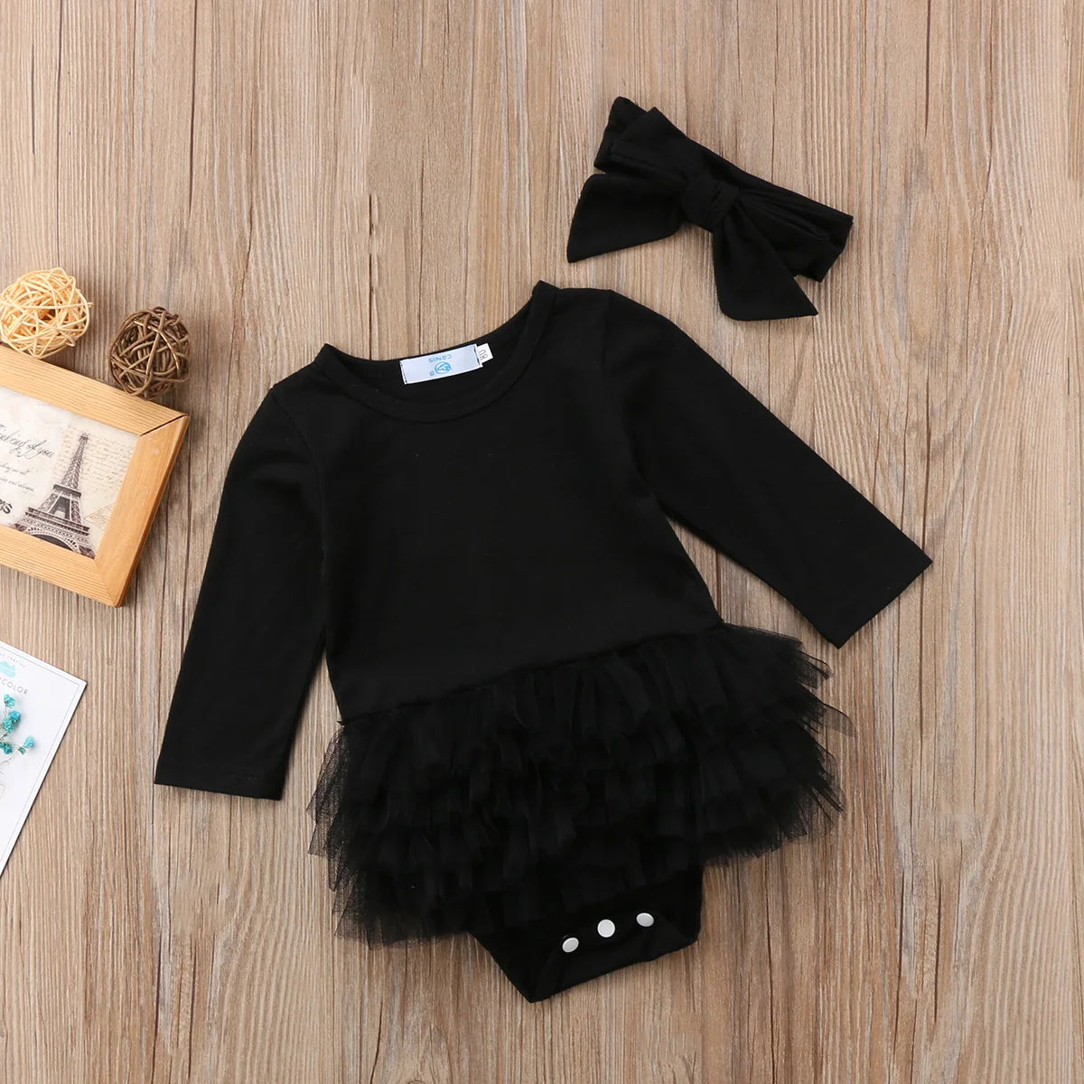 Baby Girl Long Sleeve Tutu Dress with Matching Headband