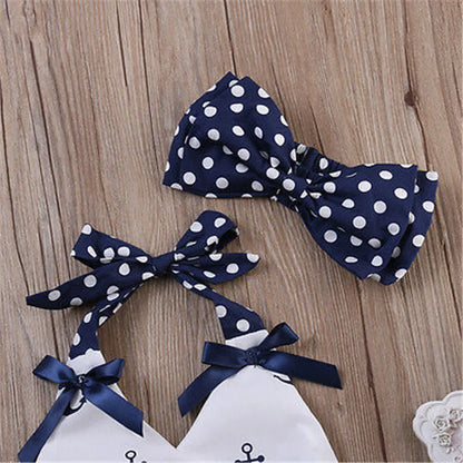 Baby Girls Nautical Polka Dot 3PC Set with Matching Headband