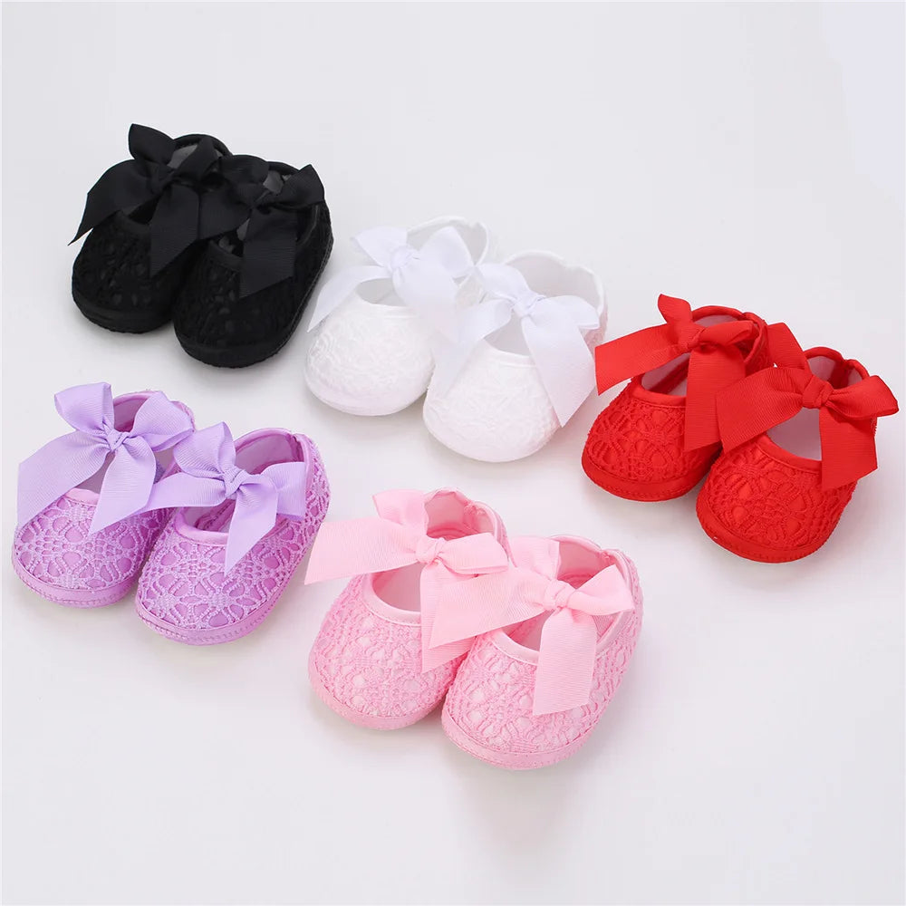 Baby / Newborn Girls Retro Bow Flats