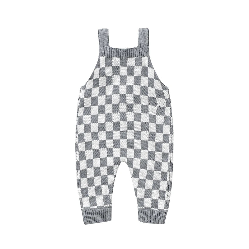 Baby Checkered Overall Knitted Jumpsuit