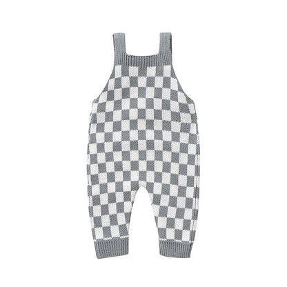 Baby Checkered Overall Knitted Jumpsuit
