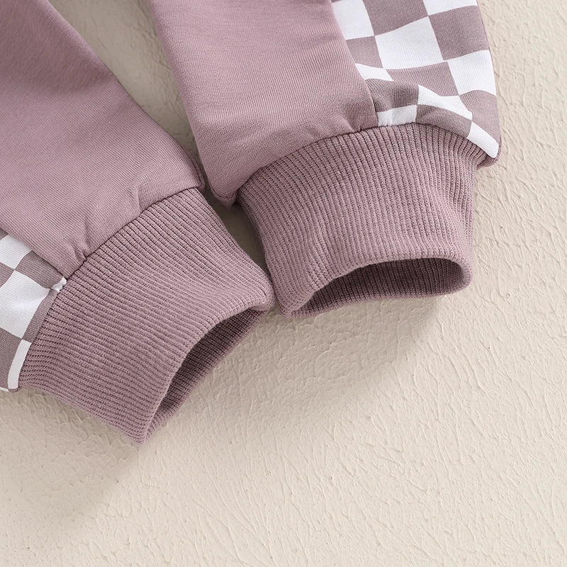 Checkered Print Sweatshirt and Matching Sweatpants