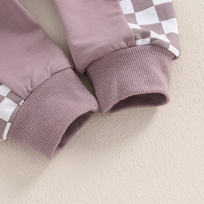 Checkered Print Sweatshirt and Matching Sweatpants