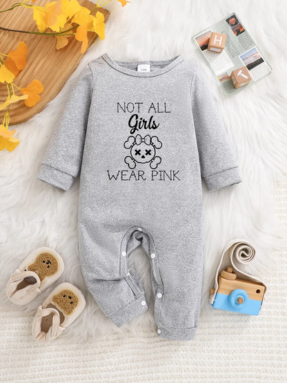 Not All Girls Wear Pink Baby Girl Long Sleeve Romper