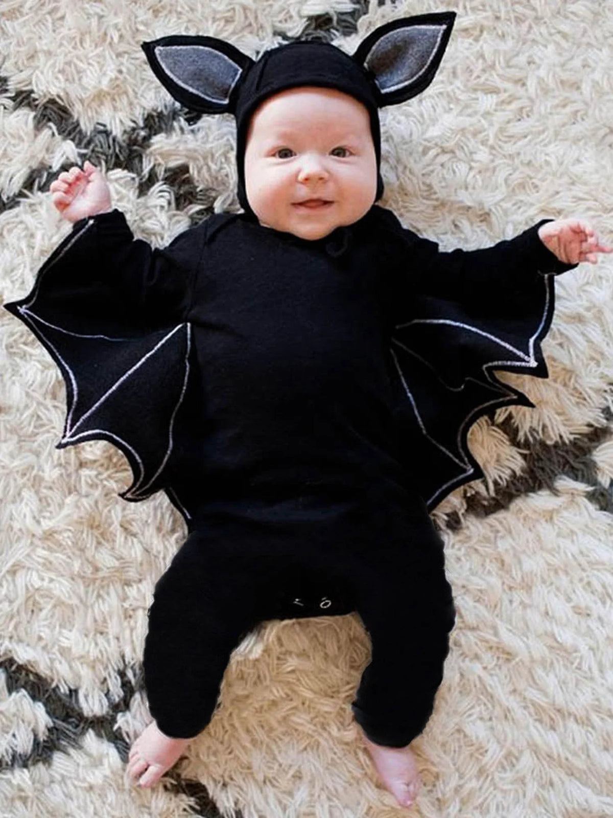 Halloween Baby Bat Long-sleeved Onesie or Jumpsuit w Bat Hat