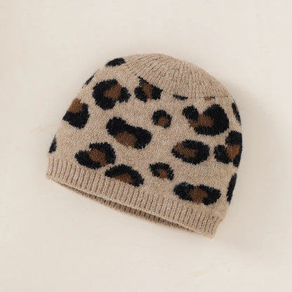Baby Girl Leopard Knitted Long Sleeve 2 PC Jumpsuit with Matching Hat