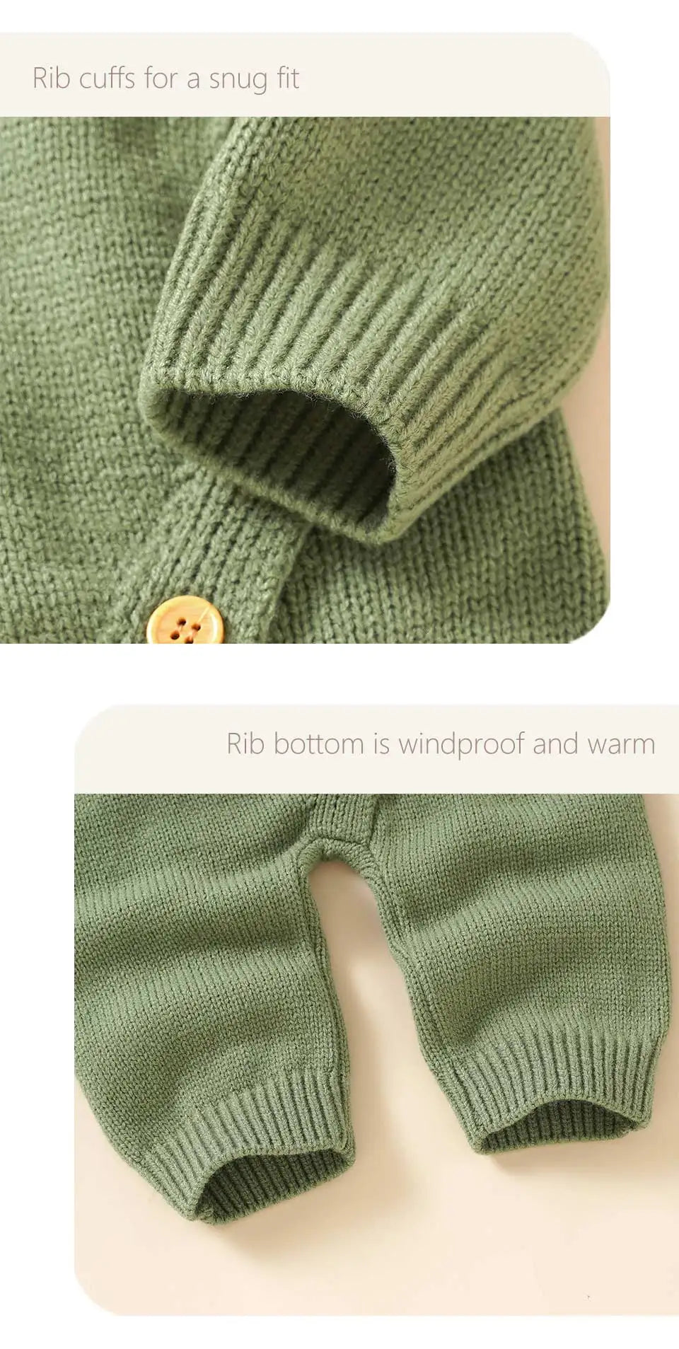 Baby Long Sleeve Knitted Jumpsuit with Matching Beenie