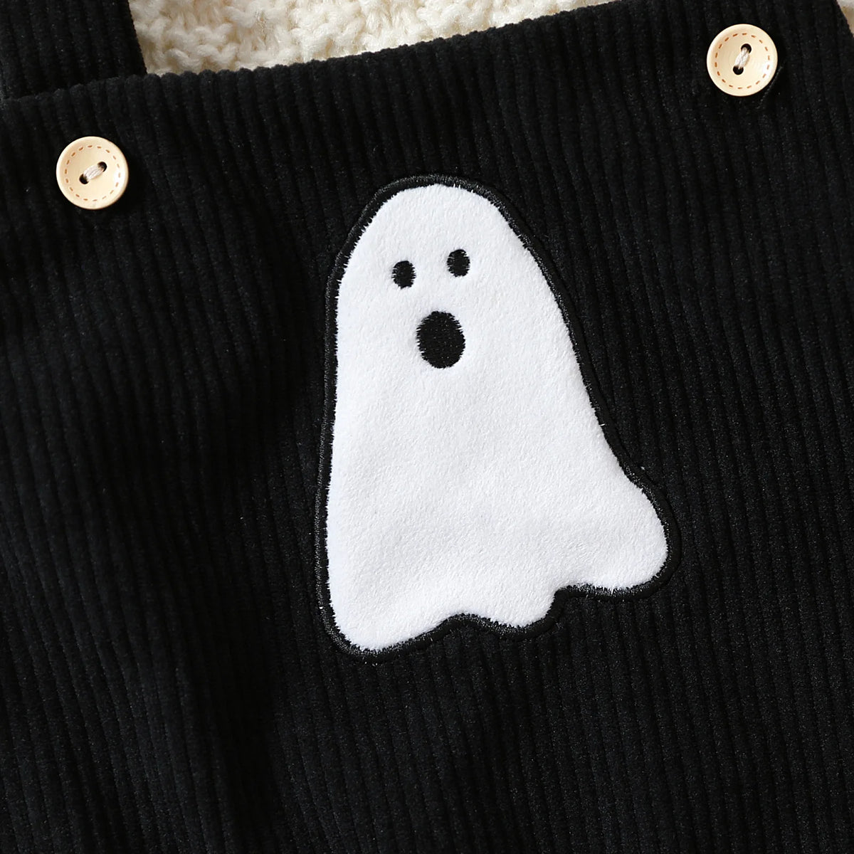 Halloween Baby Corduroy Embroidered Ghost Romper