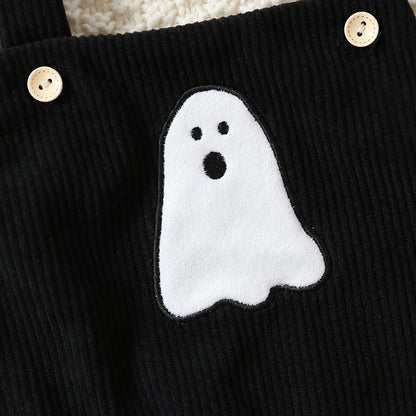 Halloween Baby Corduroy Embroidered Ghost Romper