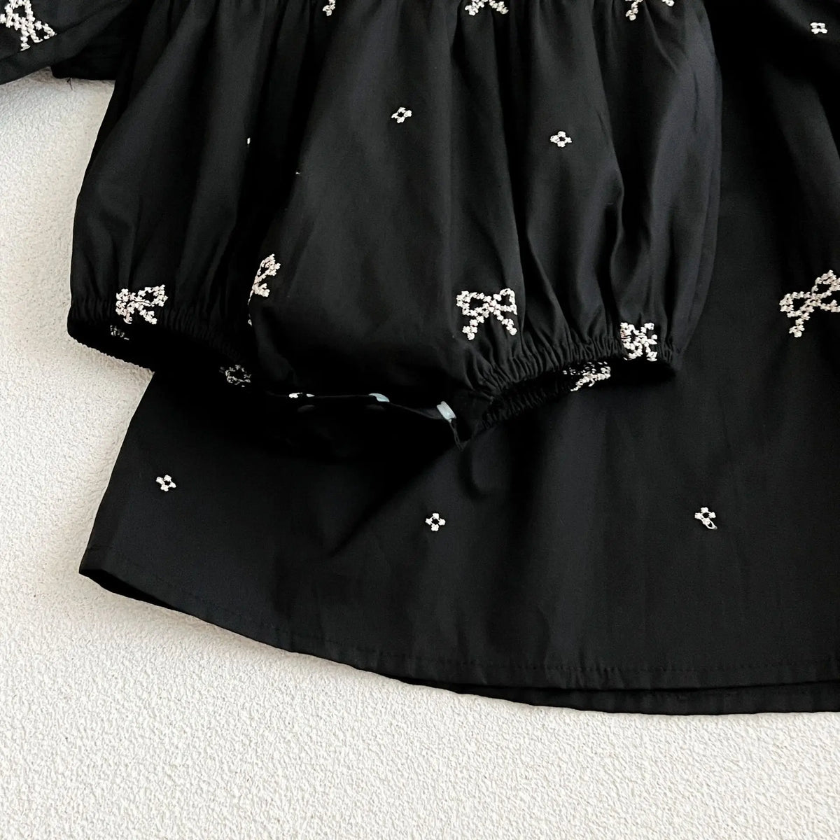 Baby Girls Goth Long Sleeve Bow Embroidered Sisters Romper / Dress