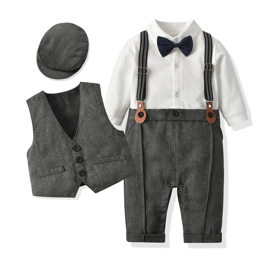 Baby Dapper Dude Formal 5 PC Pants Suit with Paperboy Cap