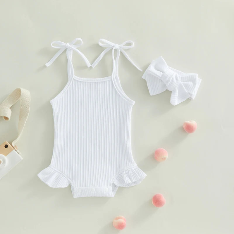 Baby Girl Sweet Summer Vintage Inspired Ribbed Romper
