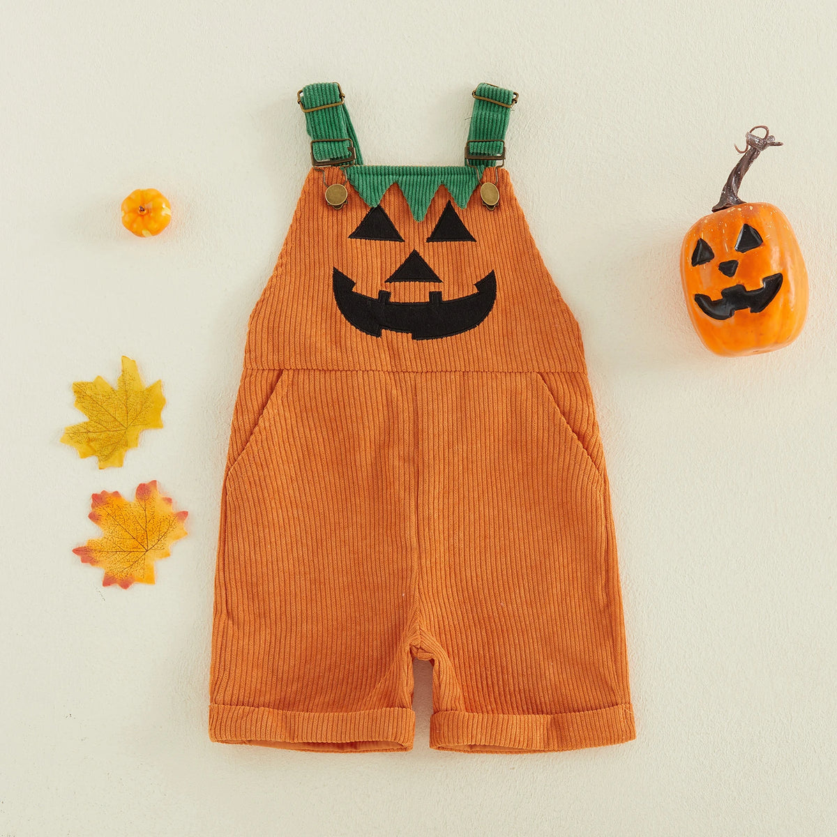 Toddler Boy Halloween Corduroy Overalls Shorts with Pockets