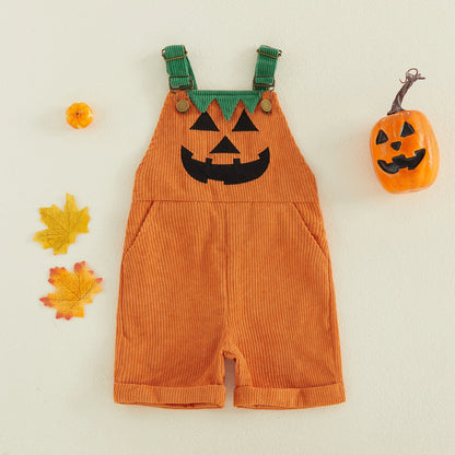 Toddler Boy Halloween Corduroy Overalls Shorts with Pockets