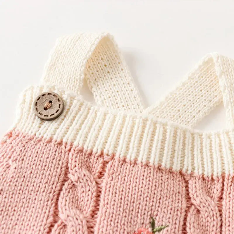 Baby Girl Romper Vintage Inspired Knitted Bodysuit
