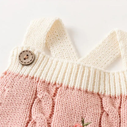 Baby Girl Romper Vintage Inspired Knitted Bodysuit
