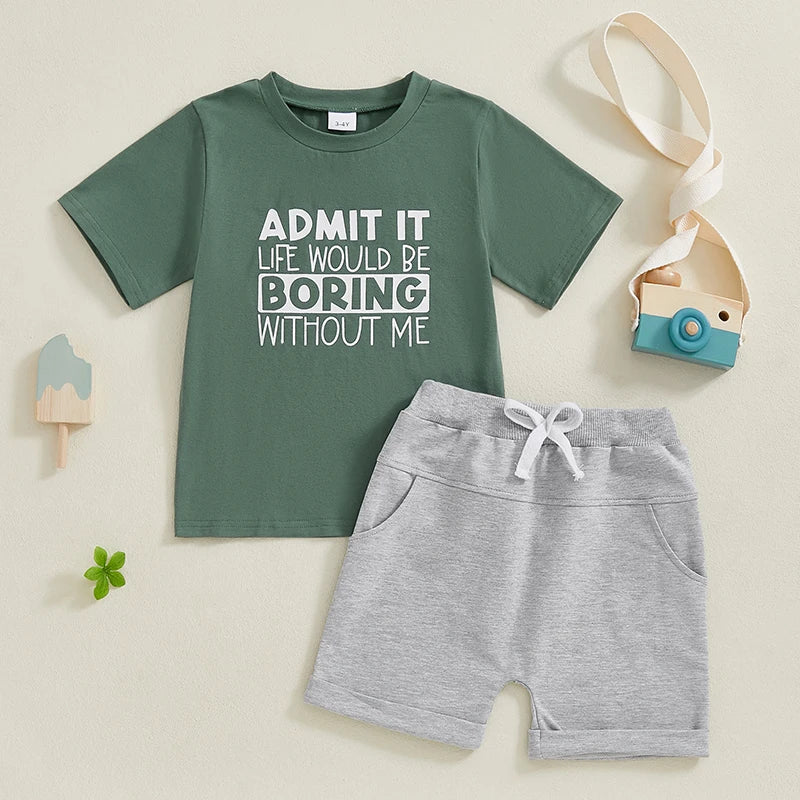 Boy Toddler "Admit It" 2 PC Shorts Set