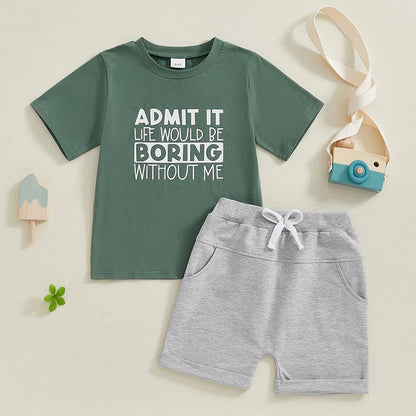 Boy Toddler "Admit It" 2 PC Shorts Set