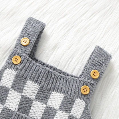 Baby Checkered Overall Knitted Jumpsuit