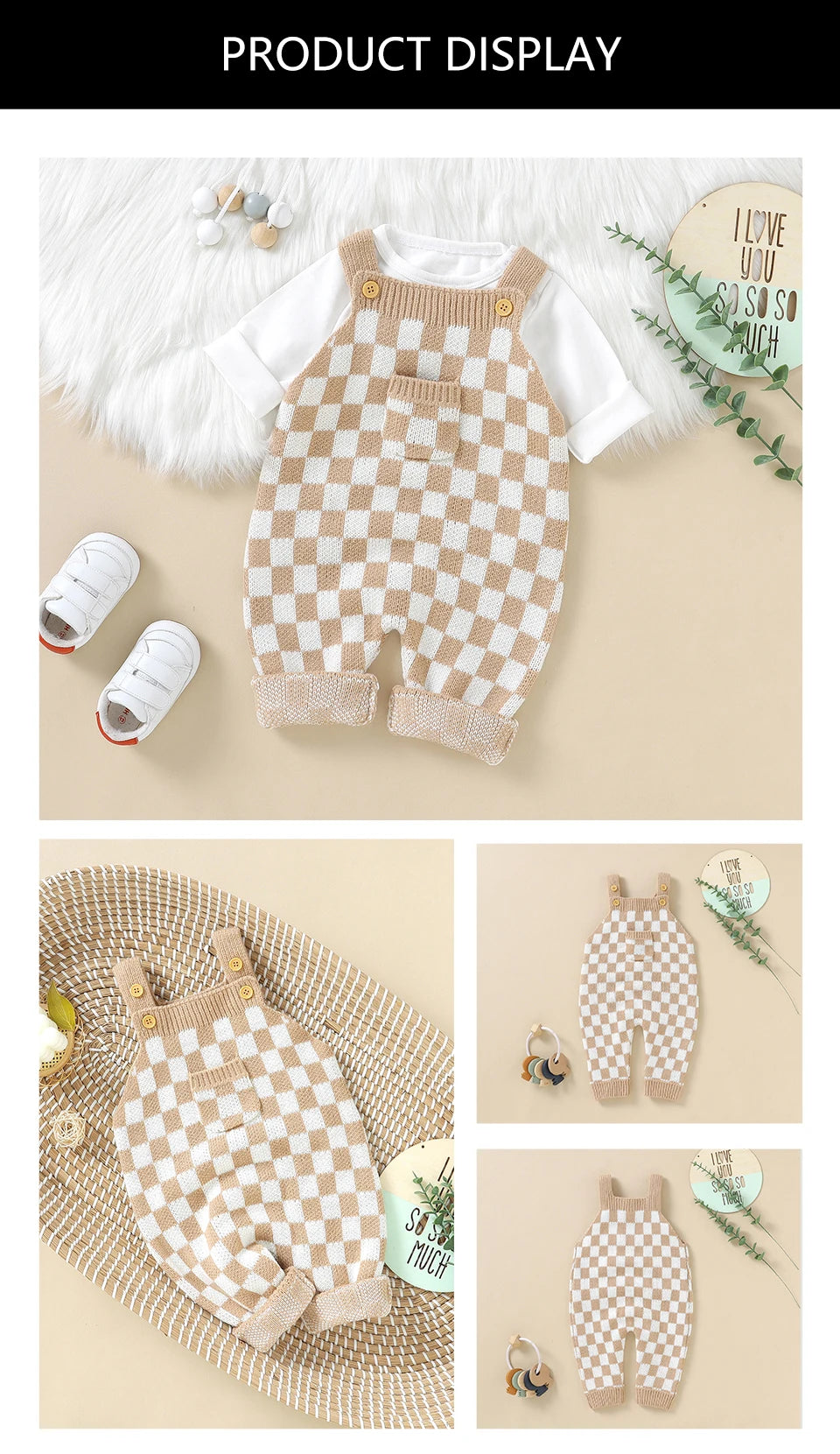 Baby Checkered Overall Knitted Jumpsuit