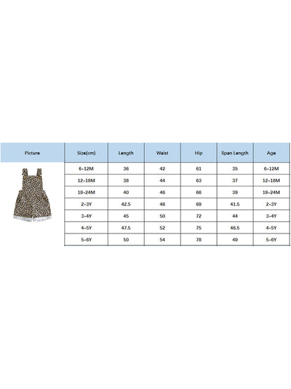 Girls / Toddler Leopard Overalls Shorts Comfy Jumpsuits
