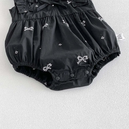 Baby Girl Bow Print Ruffle Jumpsuit