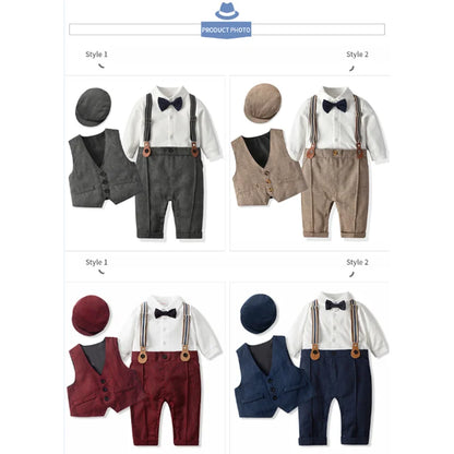 Baby Dapper Dude Formal 5 PC Pants Suit with Paperboy Cap