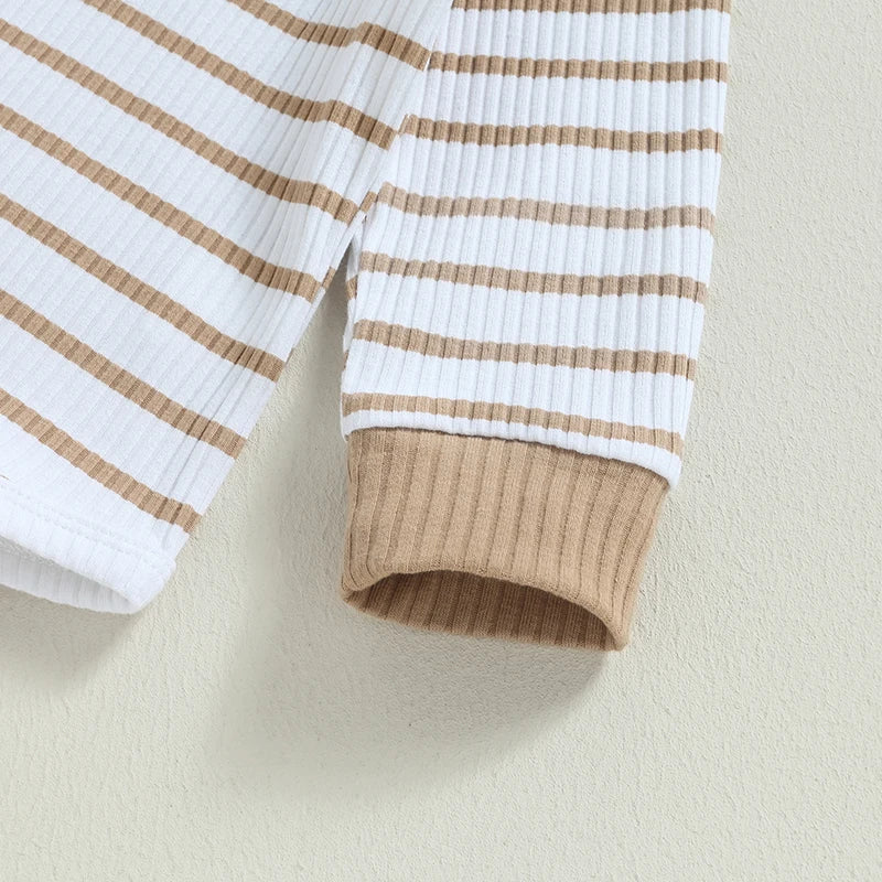 Baby Boy Long Sleeve Striped Bodysuit + Pants Set