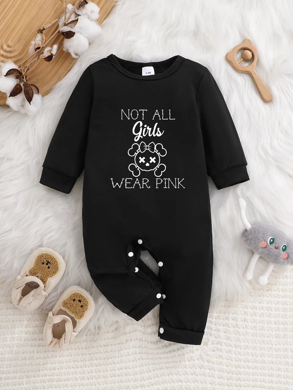 Not All Girls Wear Pink Baby Girl Long Sleeve Romper