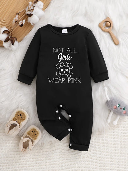 Not All Girls Wear Pink Baby Girl Long Sleeve Romper