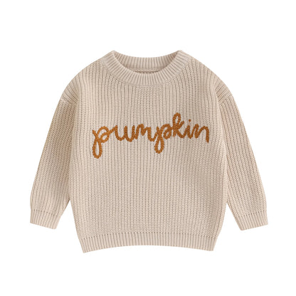 Halloween / Autumn Baby Long Sleeve Embroidered Pumpkin Knit Sweater