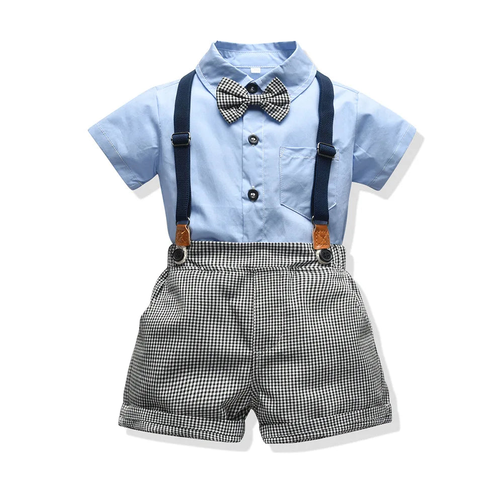 Baby Boy / Toddler Formal Plaid 4 PC Short-Sleeved Shorts Suit