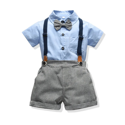 Baby Boy / Toddler Formal Plaid 4 PC Short-Sleeved Shorts Suit
