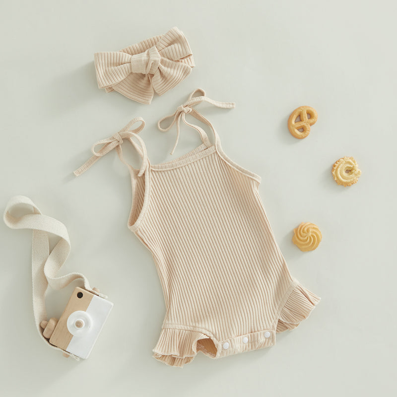 Baby Girl Sweet Summer Vintage Inspired Ribbed Romper
