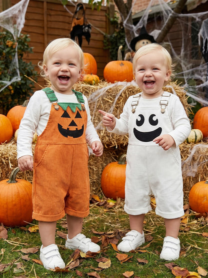 Toddler Boy Halloween Corduroy Overalls Shorts with Pockets