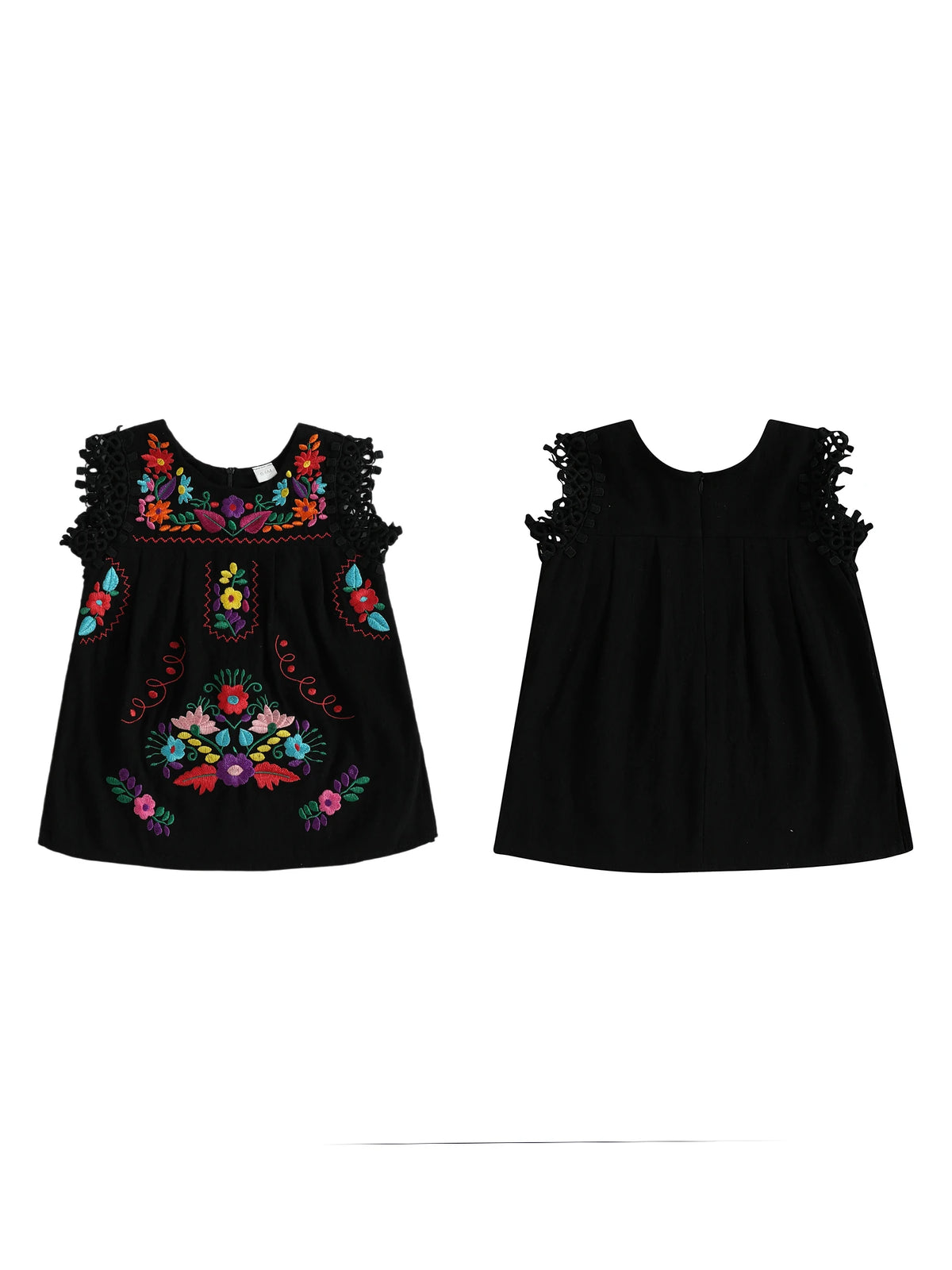 Baby Girls Floral Embroidery Lace Sleeveless Dress