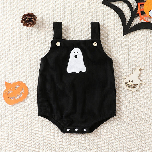 Halloween Baby Corduroy Embroidered Ghost Romper