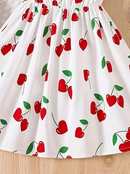Girls / Youth Summer Cherry Heart Print Dress