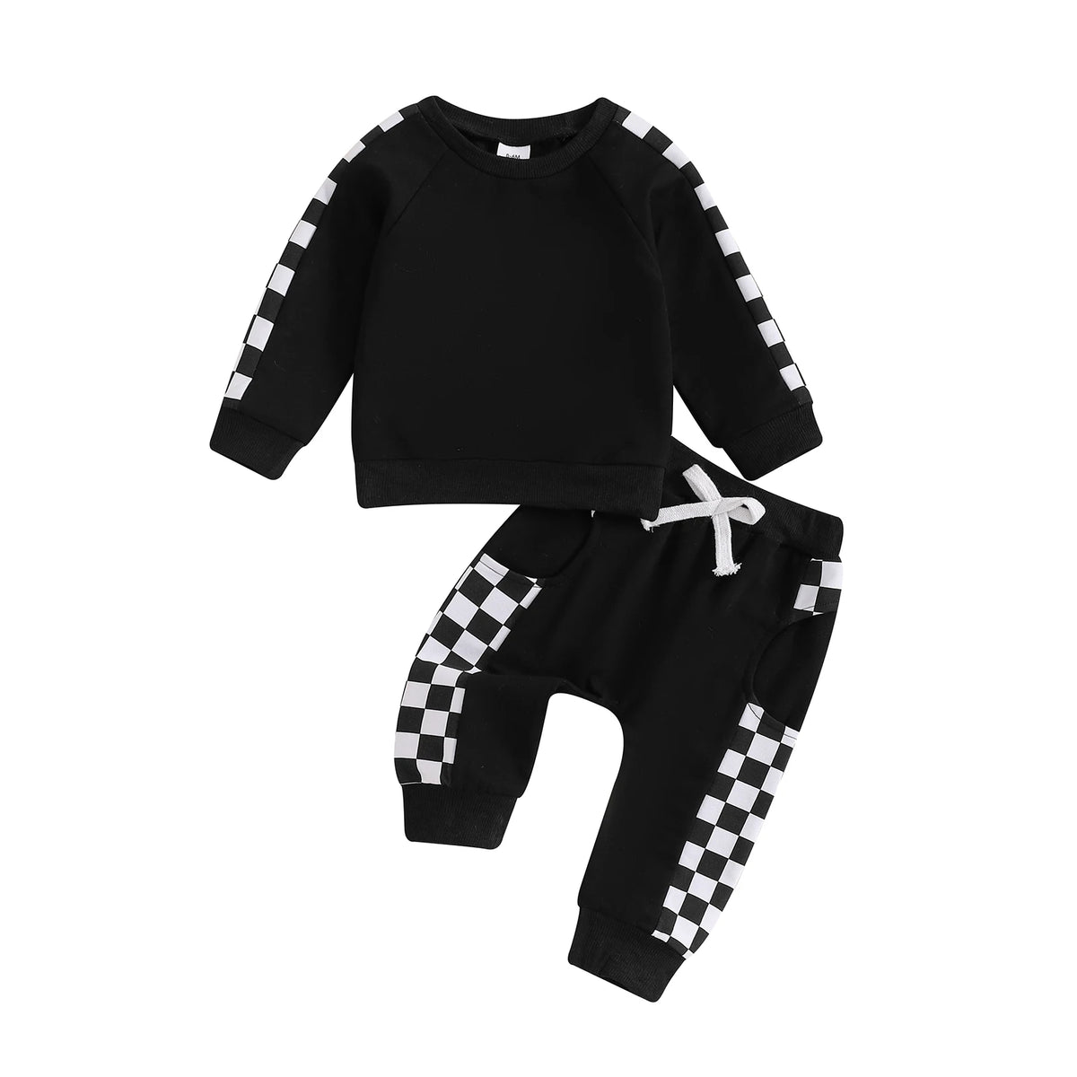 Checkered Print Sweatshirt and Matching Sweatpants