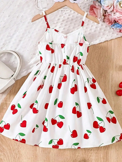 Girls / Youth Summer Cherry Heart Print Dress