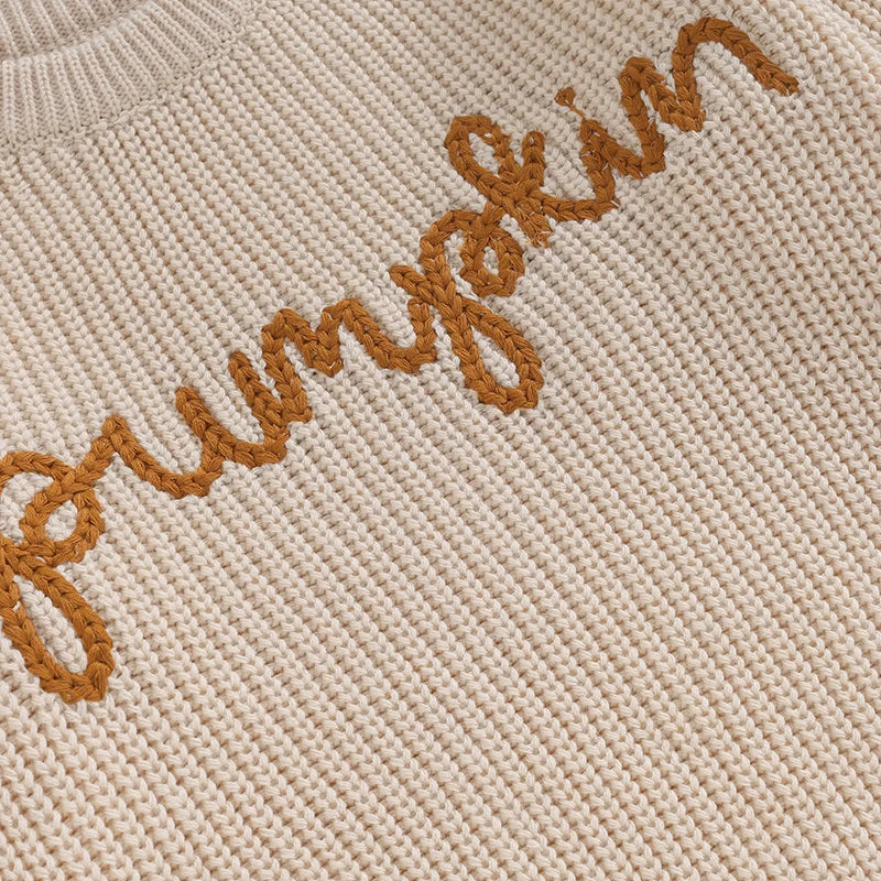 Halloween / Autumn Baby Long Sleeve Embroidered Pumpkin Knit Sweater