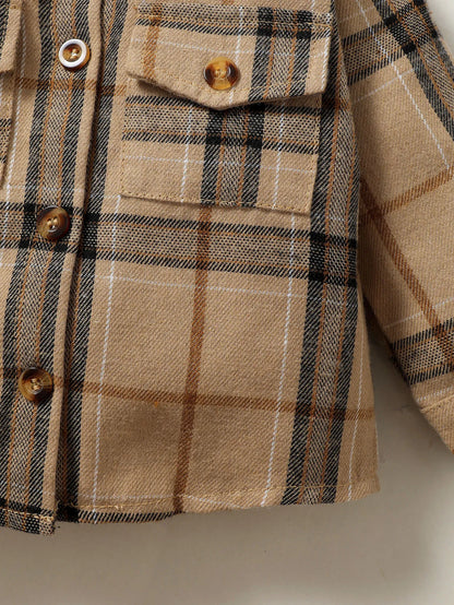 Baby Boy Long Sleeved Checkered Flannel Button Up
