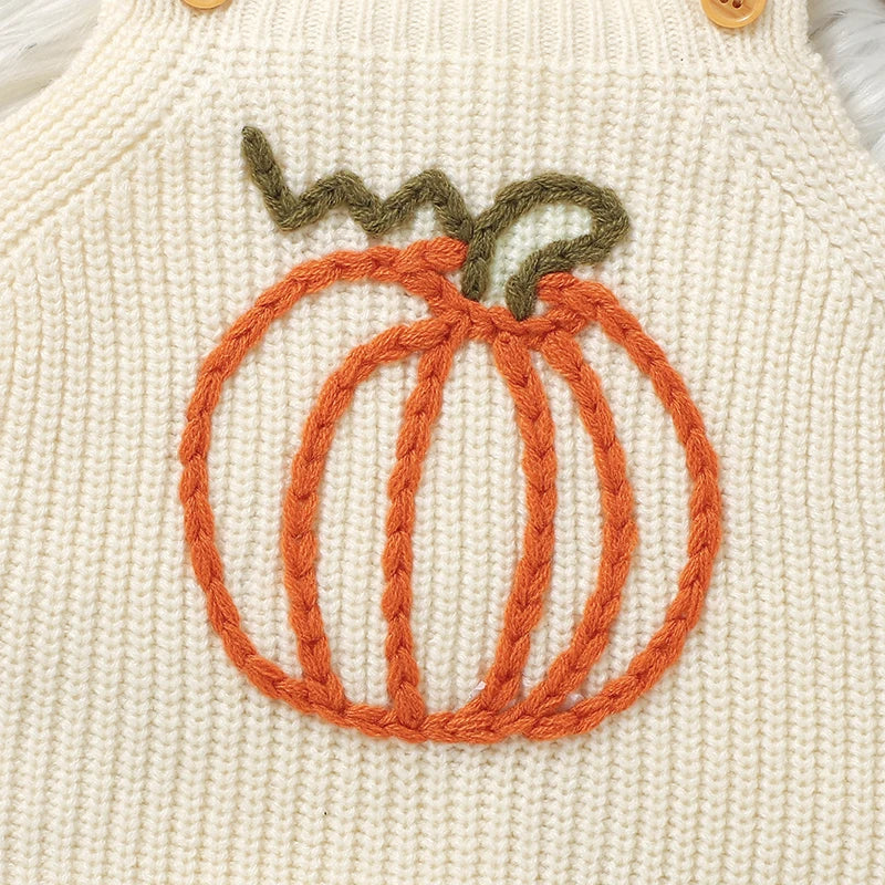 Halloween Crochet Pumpkin Knitted Overall Onesie