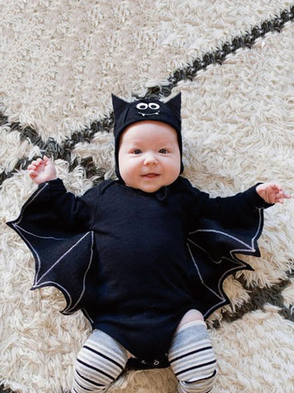 Halloween Baby Bat Long-sleeved Onesie or Jumpsuit w Bat Hat