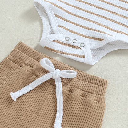Baby Boy Long Sleeve Striped Bodysuit + Pants Set